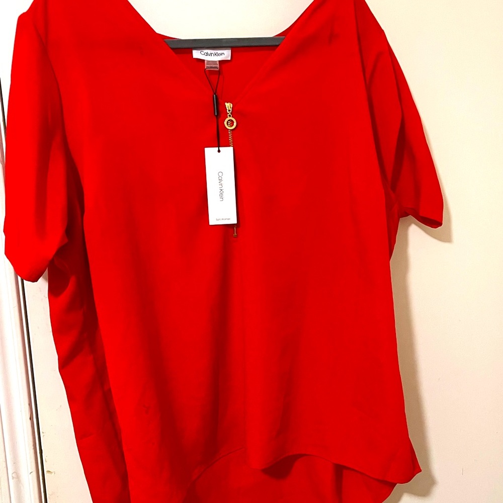 Calvin Klein Red Blouse New with Tags 2x